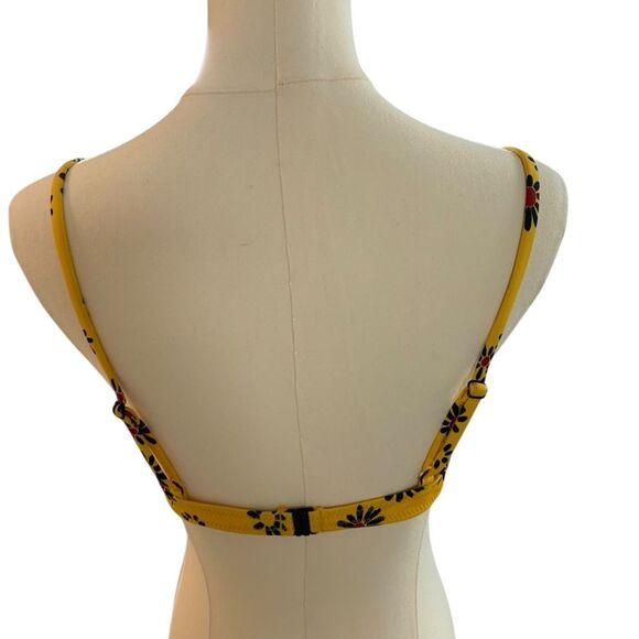 Revolve Solid & Striped Floral Bikini Top Swim Underwire Yellow Black Red Large - Picture 6 of 12